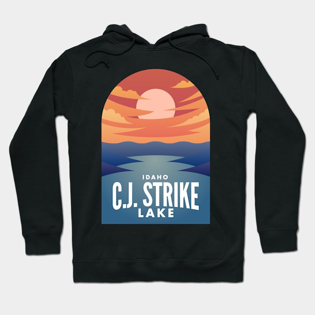 C.J. Strike Lake Lake ID Retro Sunset Hoodie by HalpinDesign